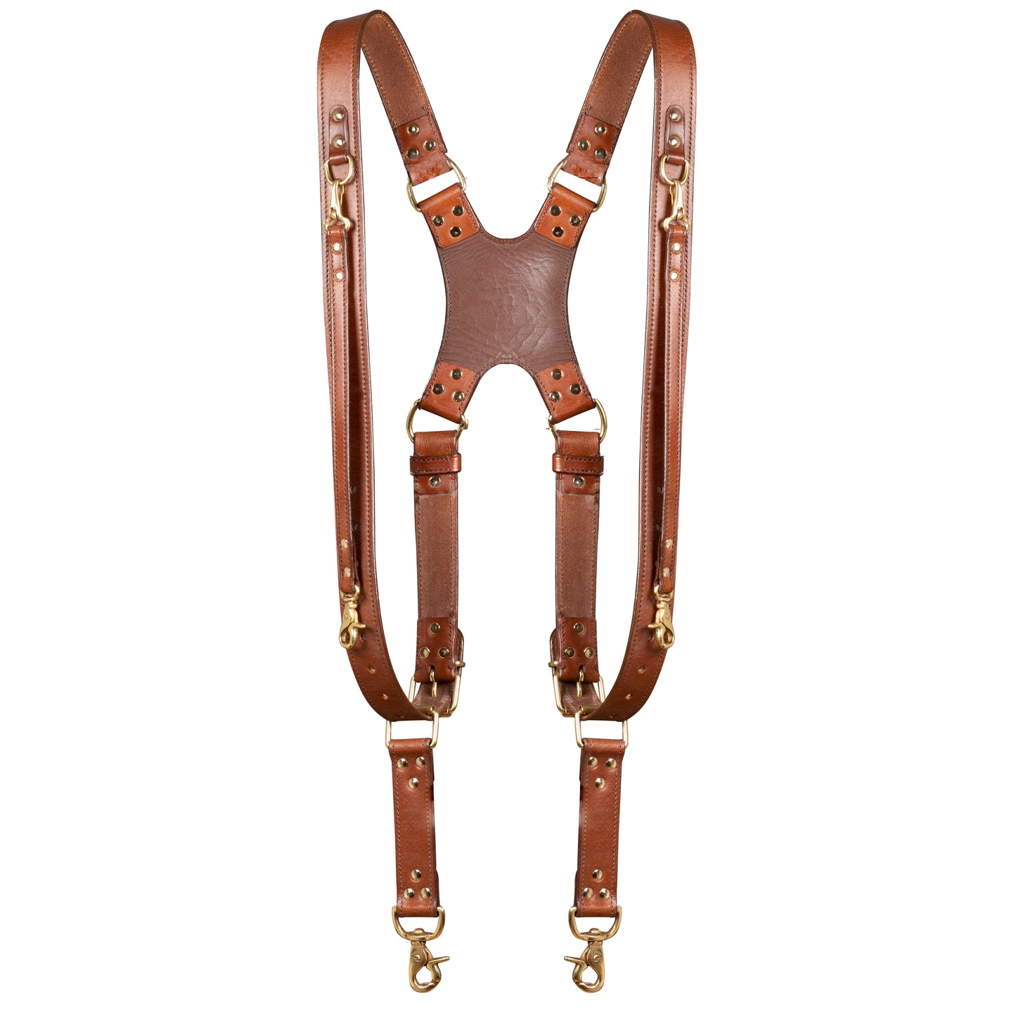 Timekeeper DUO Camera Strap Gold in dark brown leather