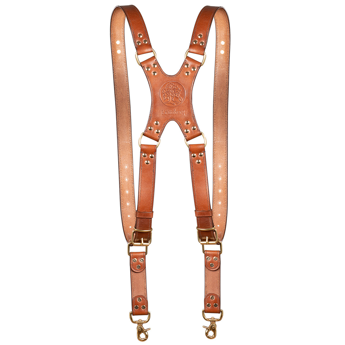 Timekeeper DUO Camera Strap Gold in dark brown leather