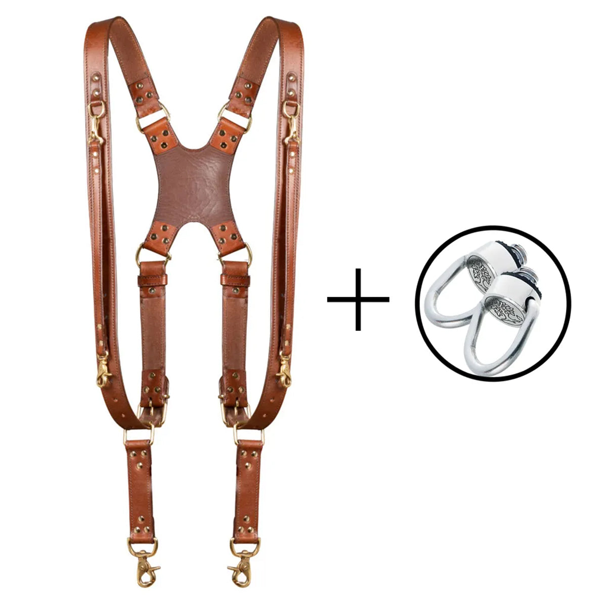 Timekeeper DUO Camera Strap Gold in dark brown leather