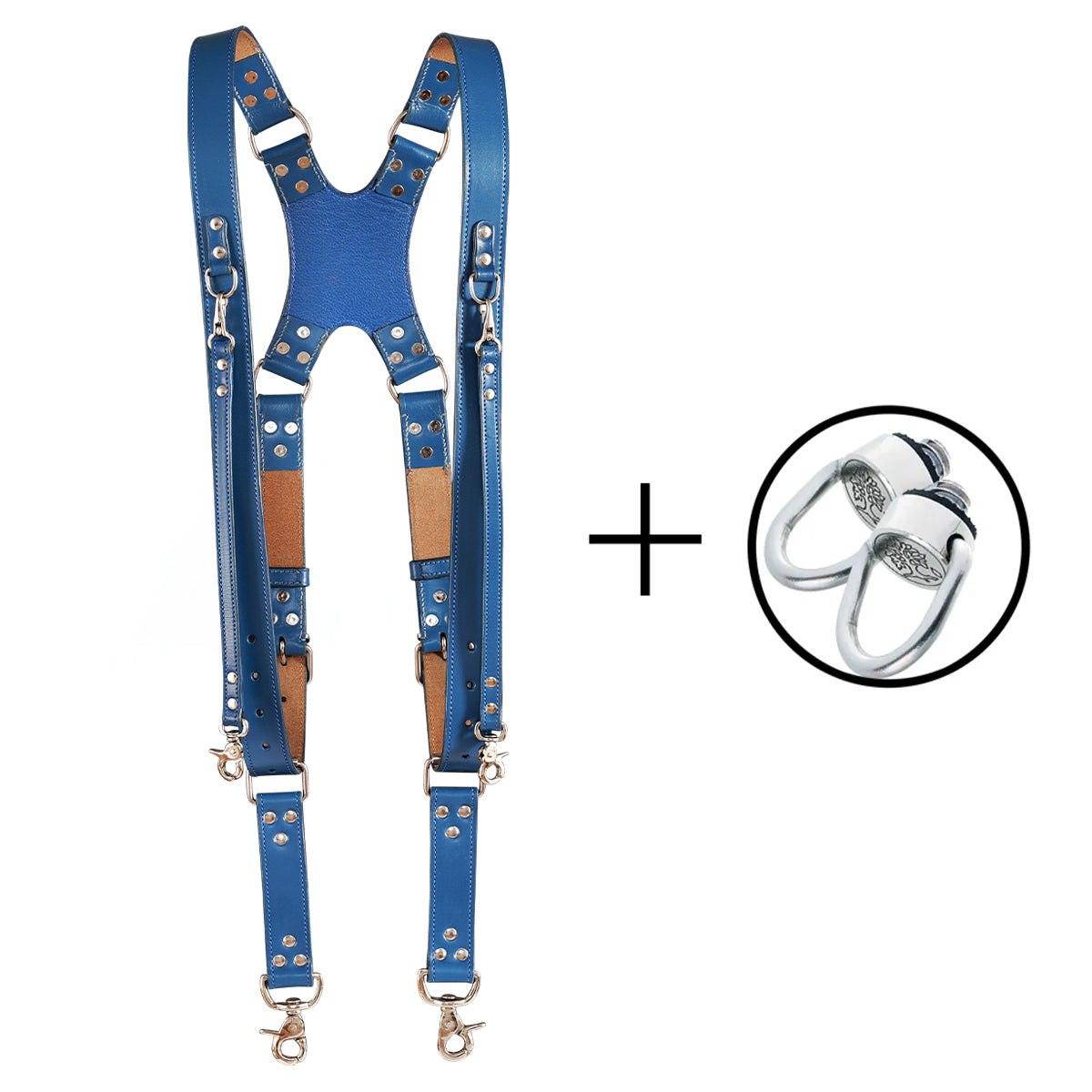 Zeithalter DUO Camera Strap Silver in navy blue leather