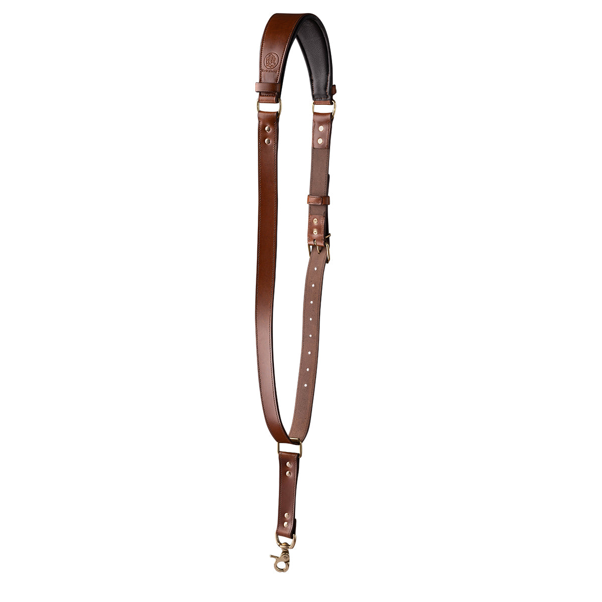 Timekeeper MONO Camera Strap Gold in dark brown leather