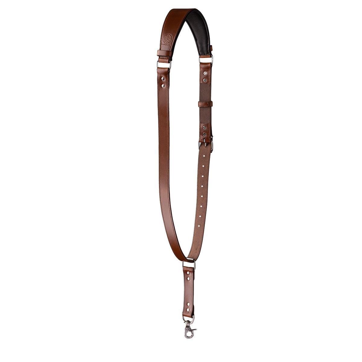 Timekeeper MONO Camera Strap Silver in dark brown leather