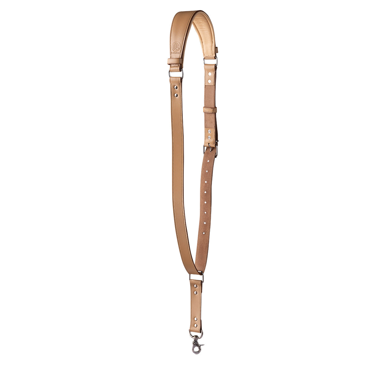 Timekeeper MONO Camera Strap Silver in light brown leather