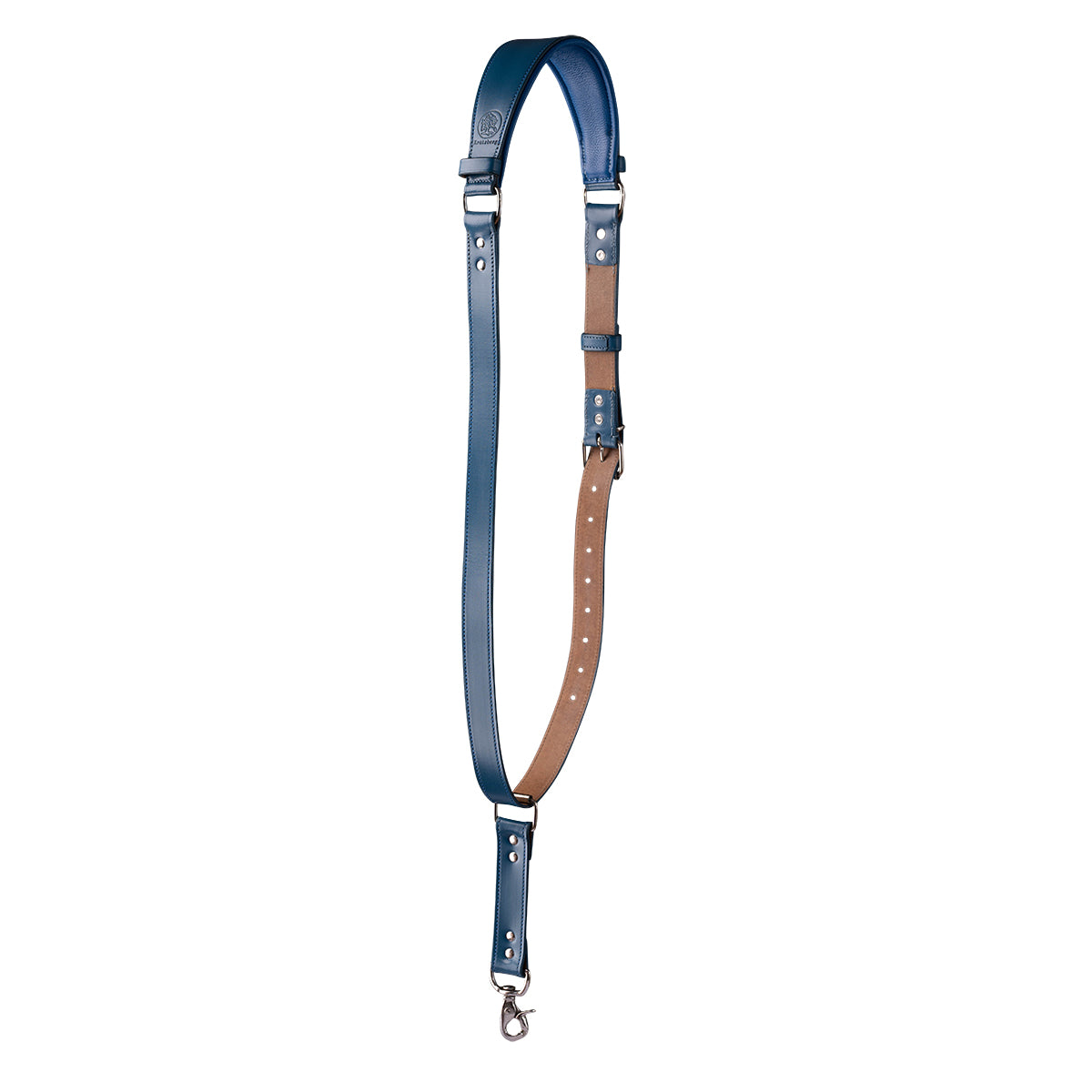 Timekeeper MONO Camera Strap Silver in navy blue leather