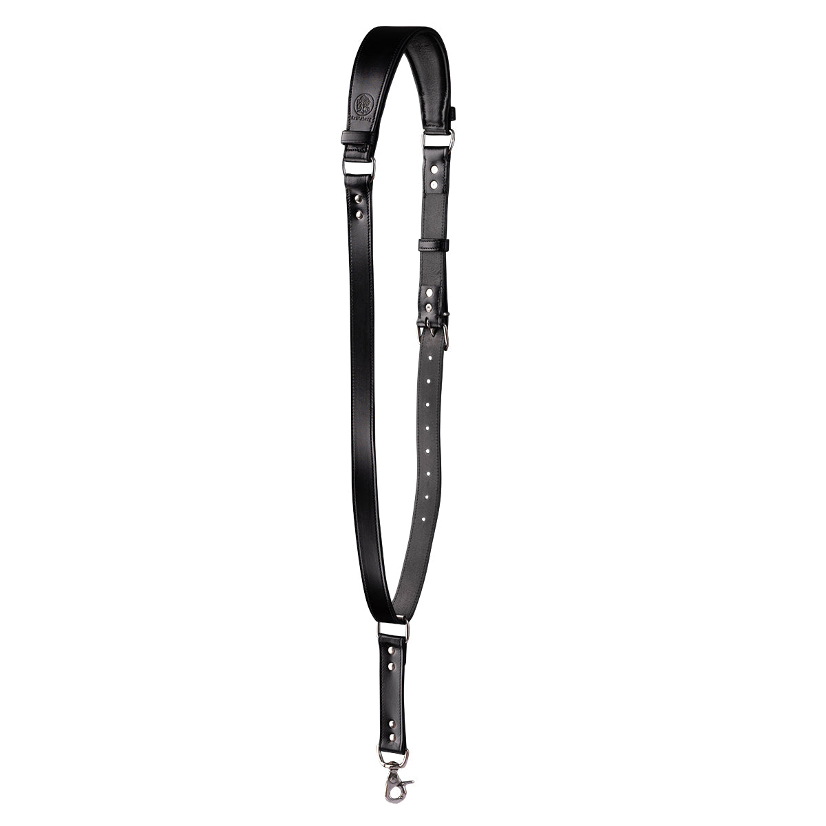 Timekeeper MONO Camera Strap Silver in black leather
