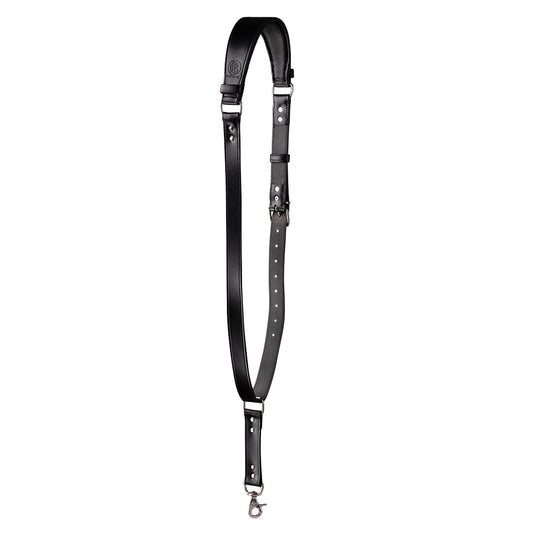 Zeithalter MONO Kameragurt Silver in schwarzem Leder