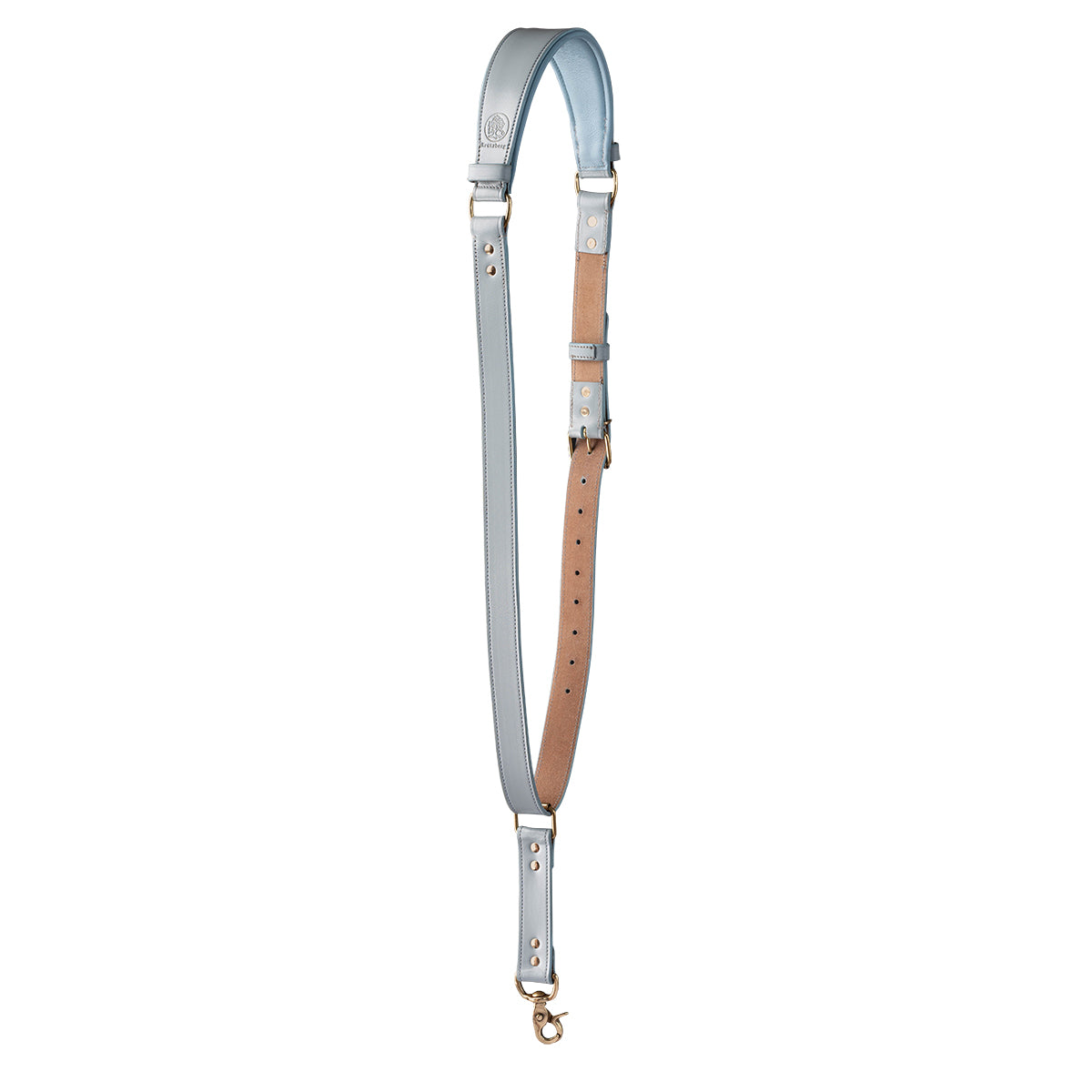 Timekeeper MONO Camera Strap Gold in dove-blue leather