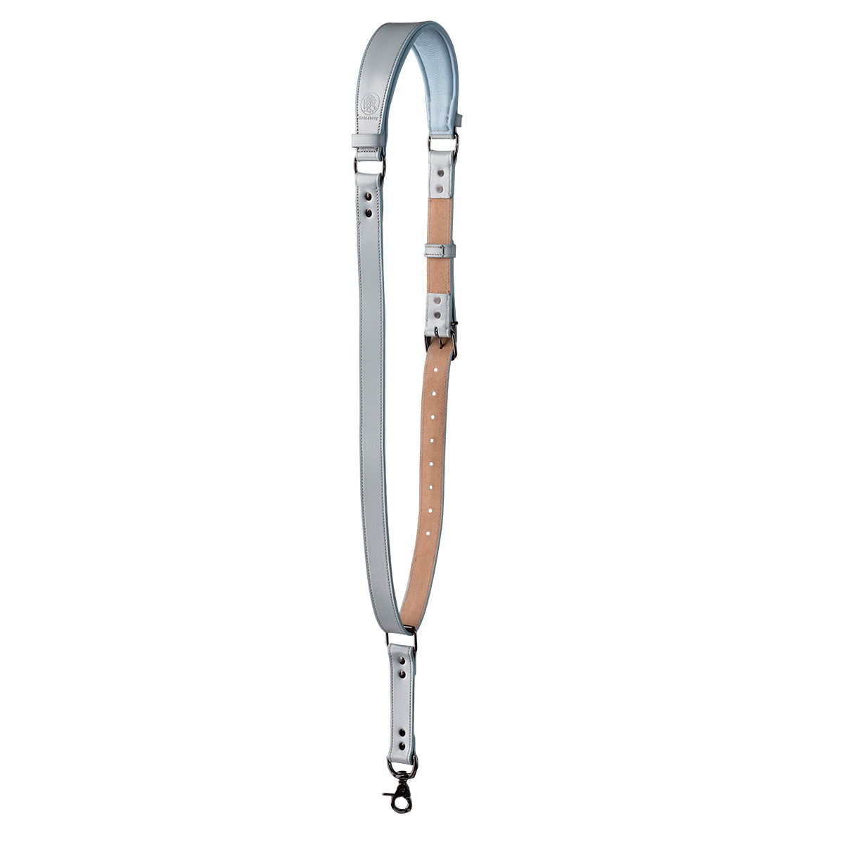 Zeithalter MONO Camera Strap Black in dove-blue leather