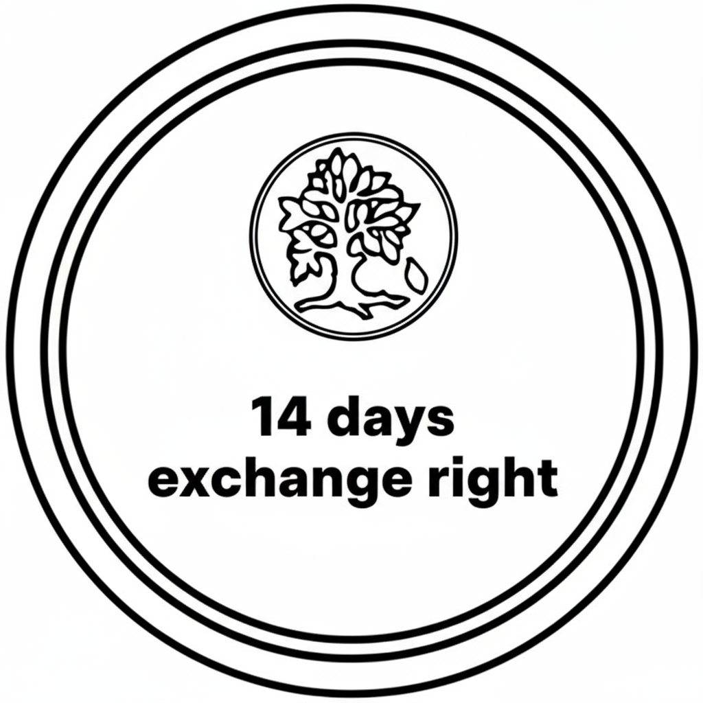14 days exchange right Badge mit Kruetzberg Logo