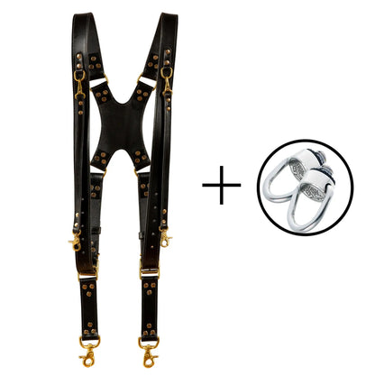 Timekeeper DUO Camera Strap Gold in Black Leather