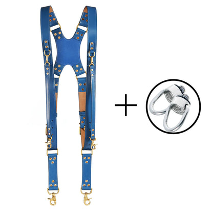 Zeithalter DUO Kameragurt Gold in marineblauem Leder