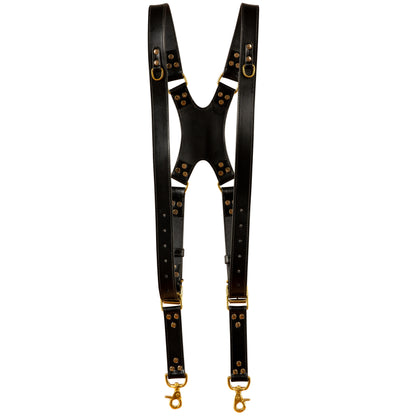 Timekeeper DUO Camera Strap Gold in Black Leather