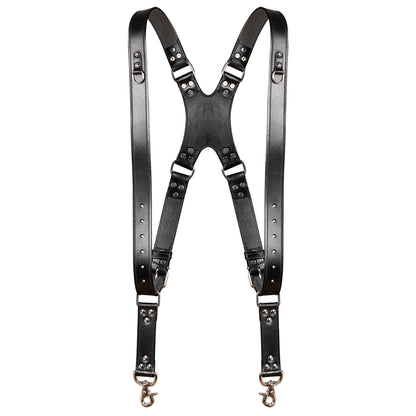 Zeithalter DUO Kameragurt Silver in schwarzem Leder