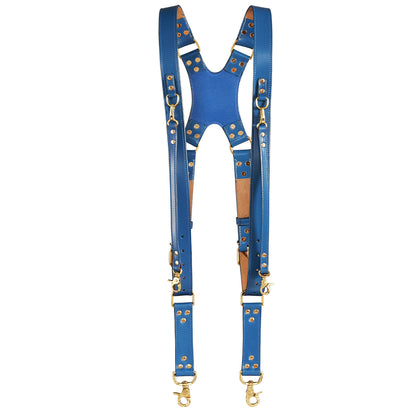 Zeithalter DUO Kameragurt Gold in marineblauem Leder