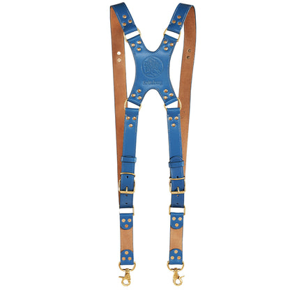 Zeithalter DUO Kameragurt Gold in marineblauem Leder