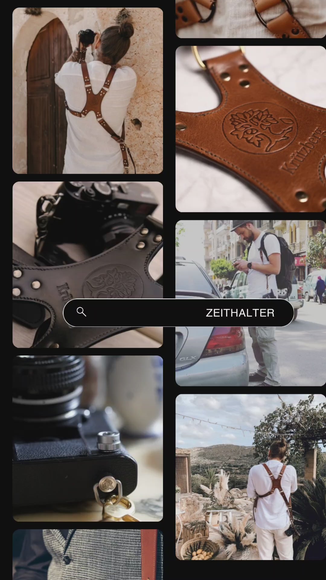 Video laden: Ein wie Filmstreifen gegeneinander verlaufender Splitscreen im Hochformat, der Fotos verschiedener Krützberg-Nutzer im Hochformat zeigt.